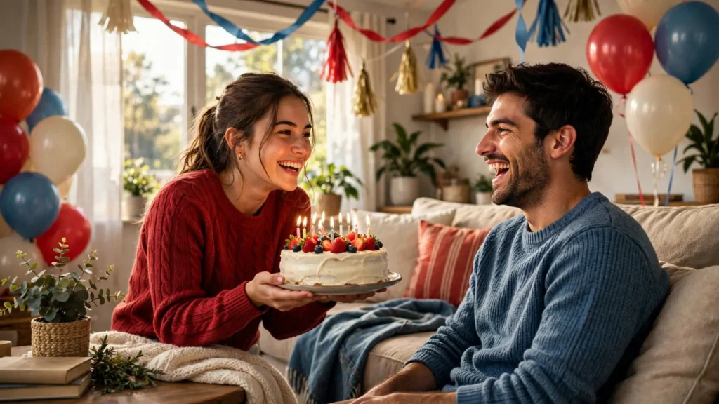 Beautiful birthday wishes for friend celebration with family gathered around a birthday cake